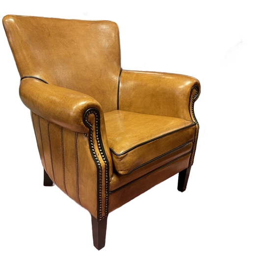 Schapenleren Rosan Fauteuil Schaapsleder In Cognac Bruin 1
