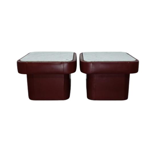 Paar De Sede Lederen Bijzettafels Ds47 Serie 1
