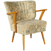 Vintage Cocktailfauteuil – Velours – Houten Armleuningen – Jaren 60