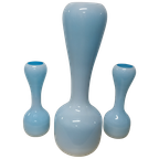 Set  Turquoise  Design Vazen Glaswerk Jaren 70 Glas. thumbnail 1