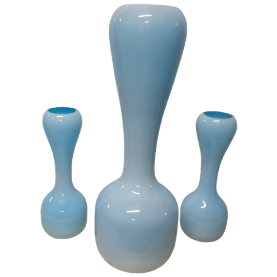 Set Turquoise Design Vazen Glaswerk Jaren 70 Glas. 1