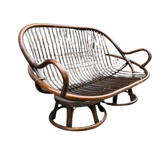 Vintage Rotan Bankje - Frans Design, Jaren '70 1