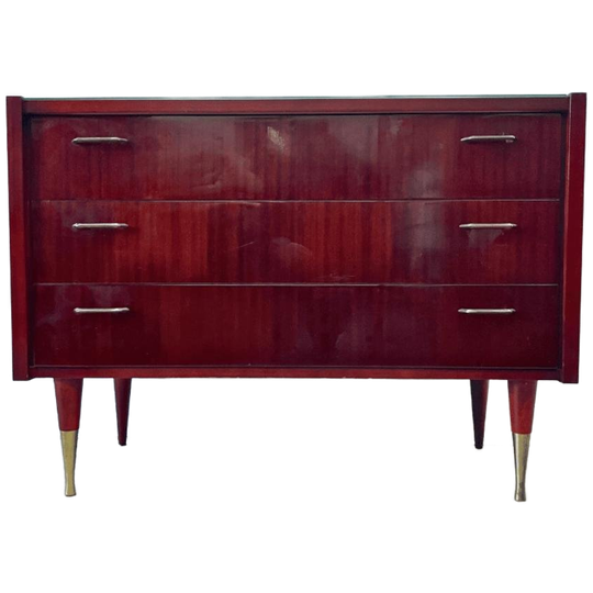 Vintage Midcentury Ladekast Mahonie - Messing 1