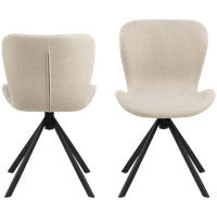 Pescara Eetkamerstoel - Set Van 2 - Beige Met Mat Zwart Frame