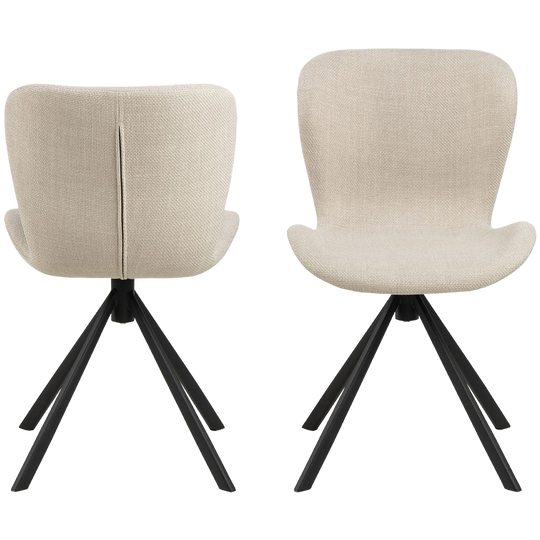Pescara Eetkamerstoel - Set Van 2 - Beige Met Mat Zwart Frame 1