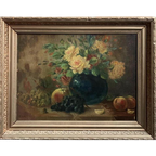 Hubert Bellis (1831-1902). Schilderij «Stilleven Met Bloem En Fruit». thumbnail 1