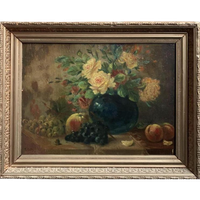 Hubert Bellis (1831-1902). Schilderij «Stilleven Met Bloem En Fruit».