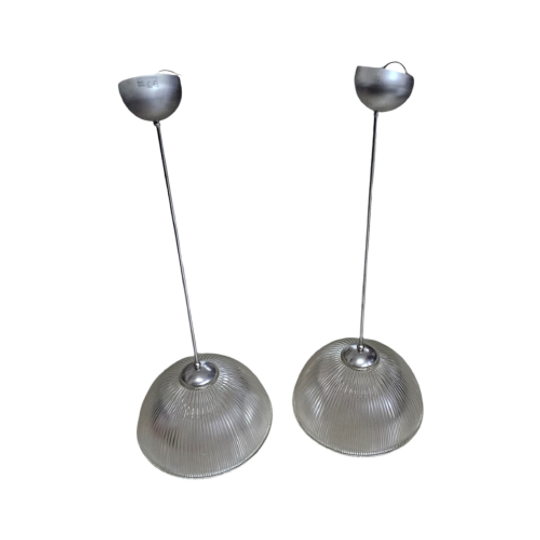 2 X Harco Loor Prisma Hanging Lamp / Glass 1980s80s 1