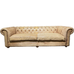 Stoere Industriële Vintage Chesterfield 3 Zits Bank In Vintage Naturel Camel Leer thumbnail 1