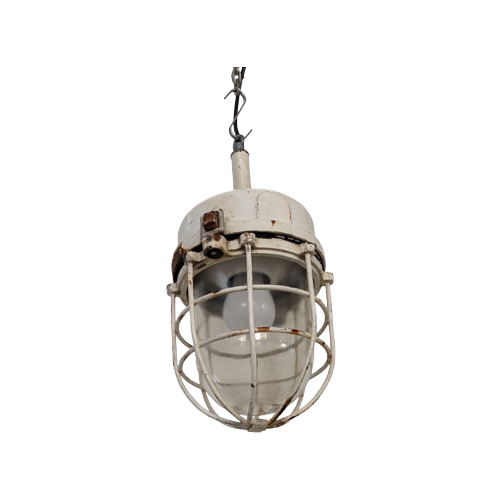 Nb46 – Vintage Industrielamp – Gietijzer En Glas