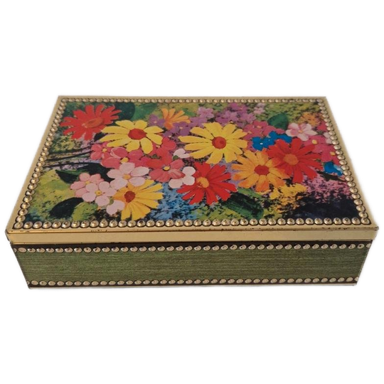 Vintage Blikje Retro Bloemen Blik Snoep Pot Jaren 50 / 60 1