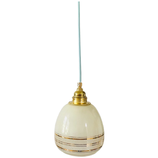 Vintage Hanglampje Beige Glas Goud 1