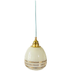Vintage Hanglampje Beige Glas Goud thumbnail 1