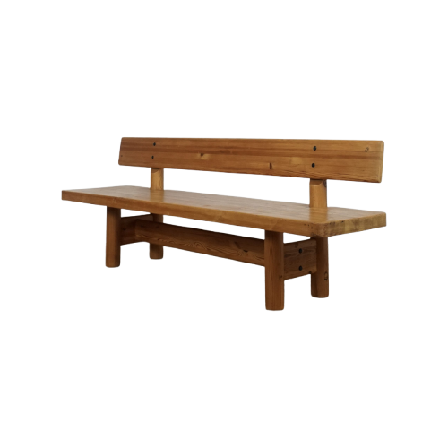 Large Scandinavian Solid Pine Bench By Knud Friis & Elmar Moltke Nielsen