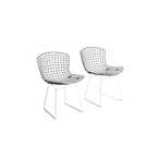 Vintage Mid-century Set Van 7 Zwart-witte Harry Bertoia Eetkamerstoelen thumbnail 1