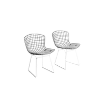 Vintage Mid-century Set Van 7 Zwart-witte Harry Bertoia Eetkamerstoelen