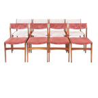 8 Vintage Deense Erik Buch Stoelen | Nieuw Gestoffeerd Roze thumbnail 1