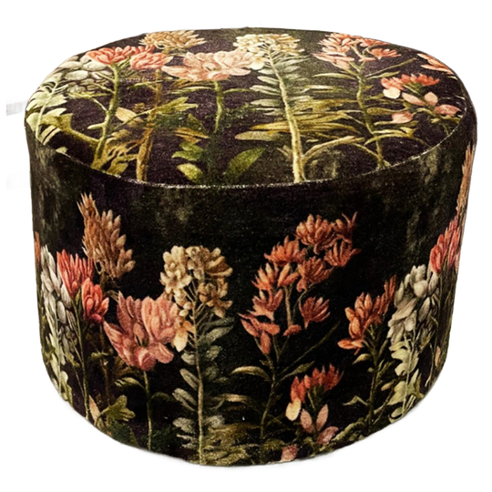 Schattig Poefje/krukje Met Fluwelen Stof Met Bloemenprint. 1