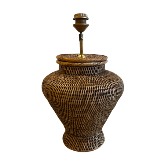Birma Riet Rotan Tafellamp Vintage Excl Kap 1