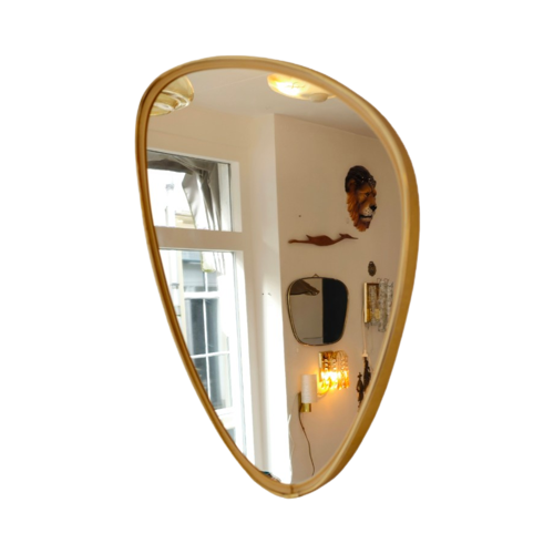 Vintage Organichse Asymmetrische Spiegel Mirror Messing