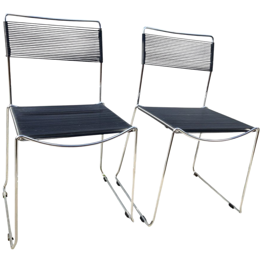 Paar Jodi Spaghetti Stapelbare Stoelen, Sintesi, Italië, 80S 1