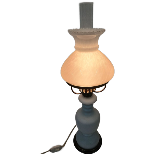 Vintage Antieke Olielamp Opaalglas (omgebouwd). 1