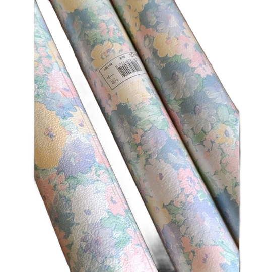 3 Rollen Vintage Behang Met Bloemen, Jaren '80, Made In Belgium 1