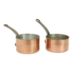 Set Van 2 Decoratieve Steelpannen Koper Staal Frankrijk thumbnail 1