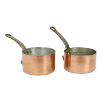 Set Van 2 Decoratieve Steelpannen Koper Staal Frankrijk