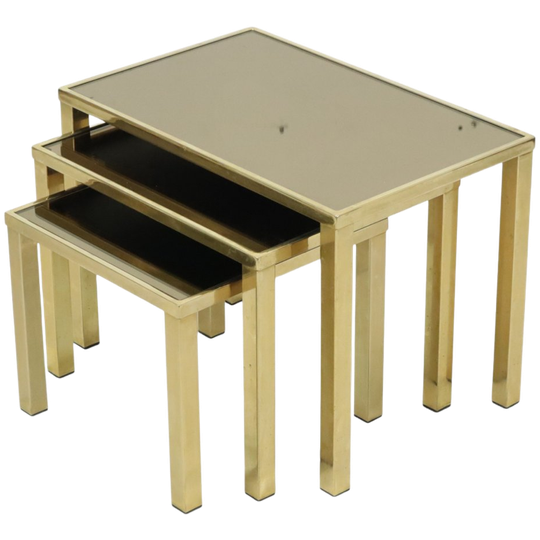 Hollywood Regency Nesttafels Belgo Chrom 23kt Goud Verguld 1