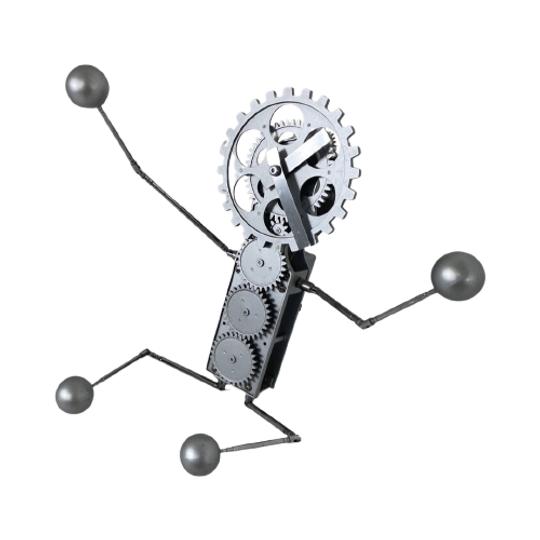Vintage Clock - 80’s/90’s - Exposed Gears - Shaped Like A Little Man - Extendable Arms And Legs - 1