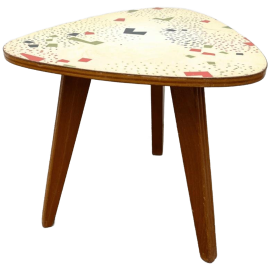 Vintage Midcentury Plantentafeltje Hout - Multicolor Design 1