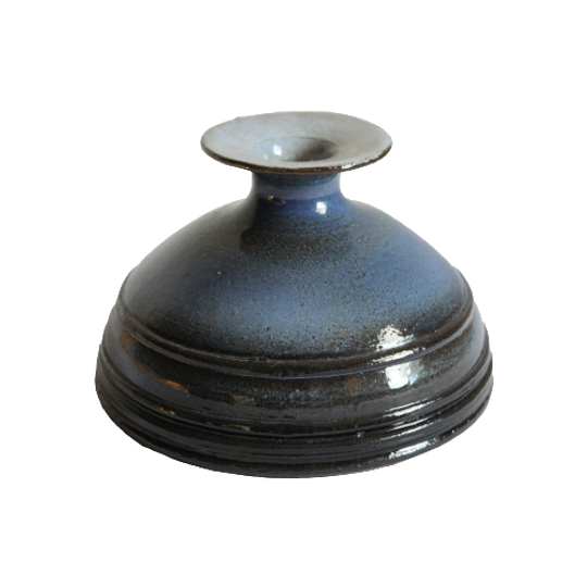 Ringed Blue Vase By Elisabeth Vandeweghe, Perignem 1