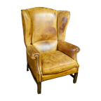 Vintage Lederen Oorfauteuil – Bruin thumbnail 1