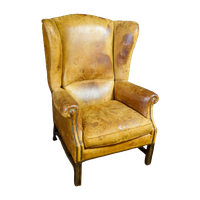 Vintage Lederen Oorfauteuil – Bruin