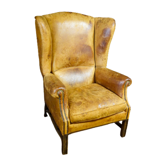 Vintage Lederen Oorfauteuil – Bruin 1
