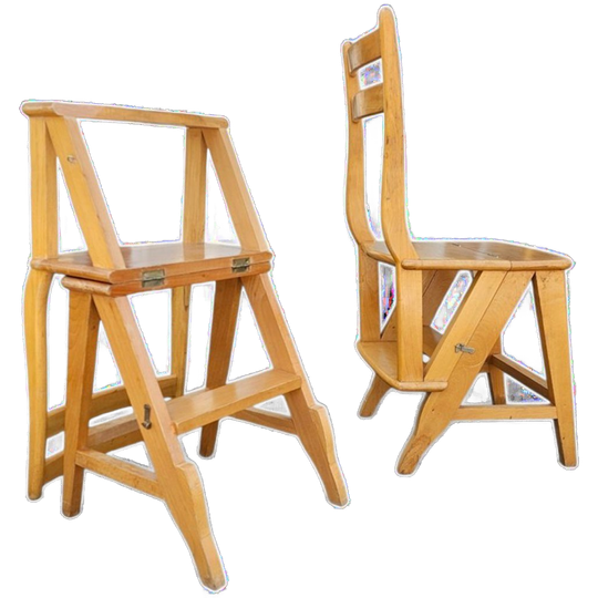 2 X Library Ladder Chair 1950s 1