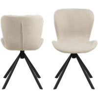 Pescara Eetkamerstoel - Set Van 2 - Beige Met Mat Zwart Frame
