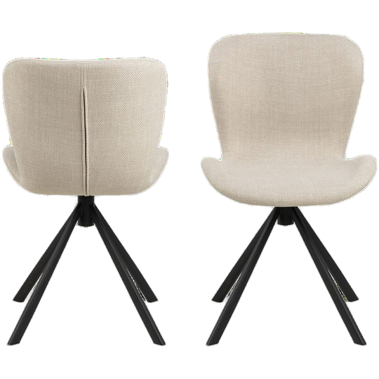 Pescara Eetkamerstoel - Set Van 2 - Beige Met Mat Zwart Frame 1