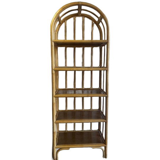 Vintage Bamboo Staande Boogrek / Etagere / Vitrine 1
