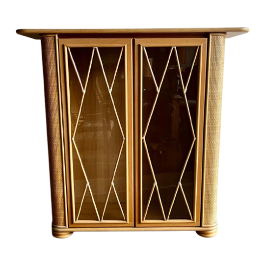 Roberti Rattan Vitrinekast Rotan Mid Century Vintage 1