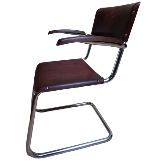Vintage Bremshey & Co Cantilever Stoel Bauhaus Duitsland, Jaren 50 1