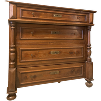 Donker Grenen Vier Ladenkast /Commode