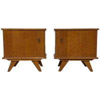 Vintage Nachtkastjes - Set Van 2 In Eiken Jaren 60 Design