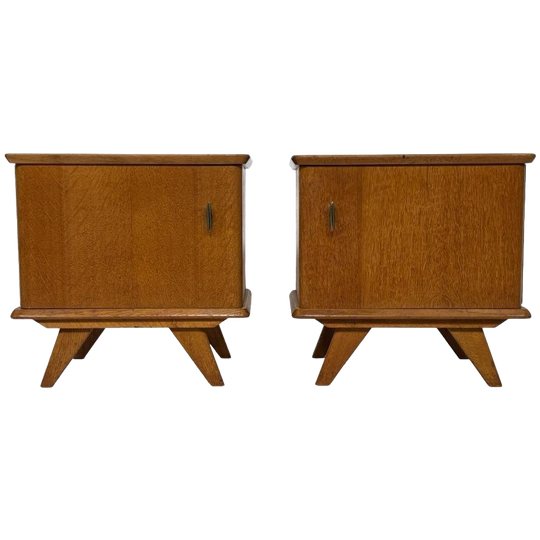 Vintage Nachtkastjes - Set Van 2 In Eiken Jaren 60 Design 1