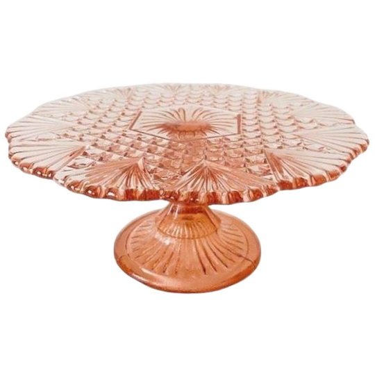 Art Deco Taartplateau Luxval Val St. Lambert Roze 1930’s 1