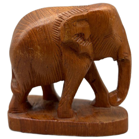 Houtsnijwerk Teak Olifant Op Sokkel 1