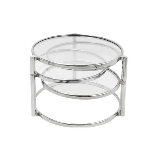 Vintage - Leitmotiv- Dutch Design - Coffee Table - Chrome, Rotatable Platforms - Xl (63cm Ø) 1