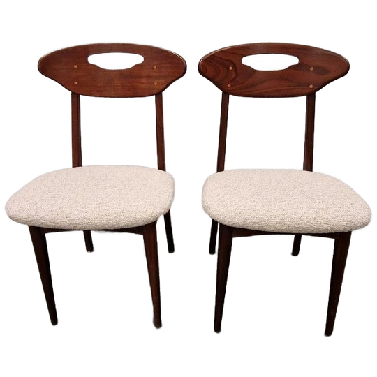 2 Vintage Deense Stoelen 2 Eetkamerstoelen Nieuw Bekleed 1