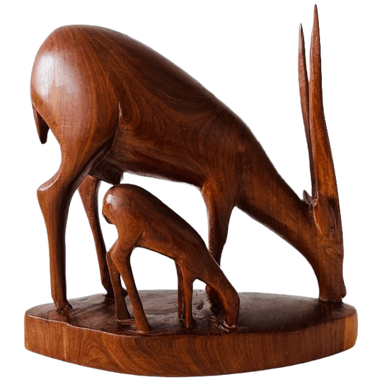 Mid-century Houten Beeld Hert Antiloop Gazelle 1960’s 1